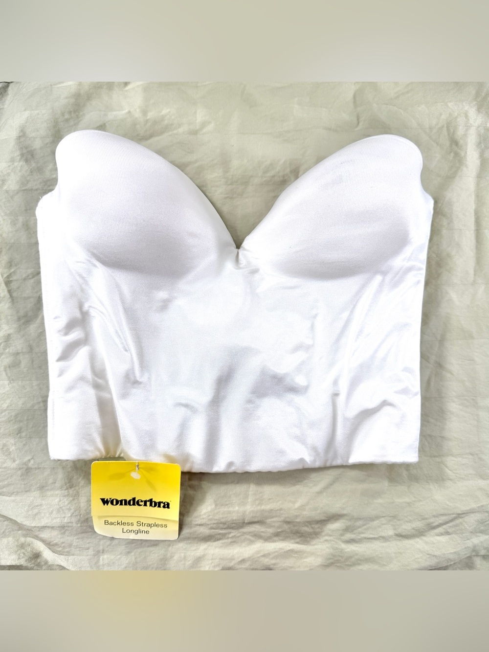 Wonderbra Size 34D White Longline Strapless Backless Boned Bustier NWT